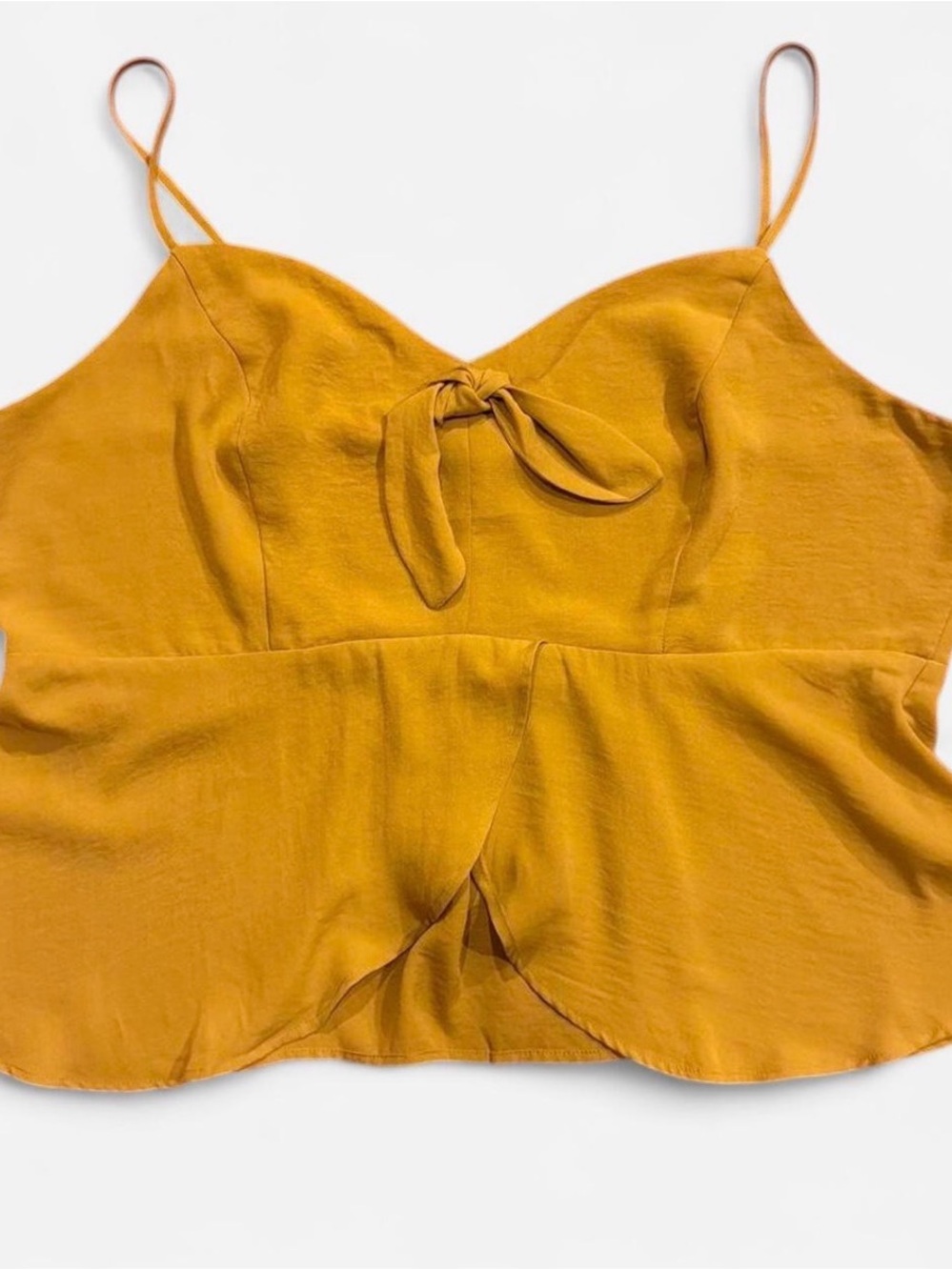 Forever 21 Mustard Yellow Tie-Front adjustable Spaghetti Strap Cami Top